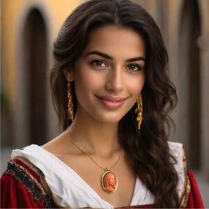 Vintage Momo Coral Gold Cameo Brooch Pendant Italy